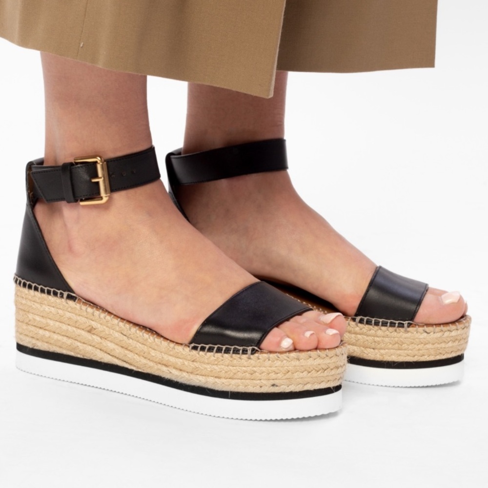 SEE BY CHLOE Glyn leather platform Espadrille Sandals $325 size 39 new - Picture 2 of 16